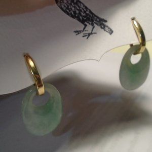 14K Gold and Green Jade Earrings